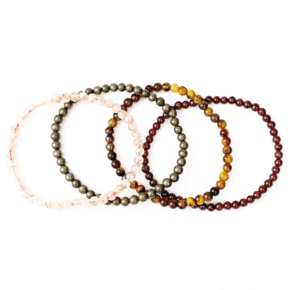 Ruberthen новый дизайн 4 мм тигровый глаз пирит гранат клубничный кварцевый браслет