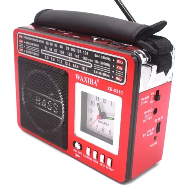 Фото 2025 Waxiba XB-531C X-bass Портативные средние коротковолновые кварцевые часы Mp3-плеер Фонарик Перезаряжаемый FM Am Sw 3-полосный радиоприемник с №3