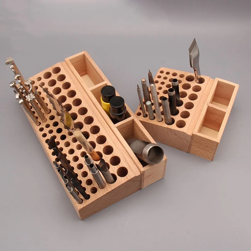 

BEAU-Rubber Wood Integrated Material Wood Leather Diy Tool/Woodworking Diy Tool Wooden Leathercraft Tools Rack Stand Leather Cra