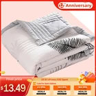 Летнее одеяло из мытого хлопка, покрывало с принтом в виде листьев, покрывало для кровати, мягкое одеяло с кондиционированием воздуха для детей и взрослых