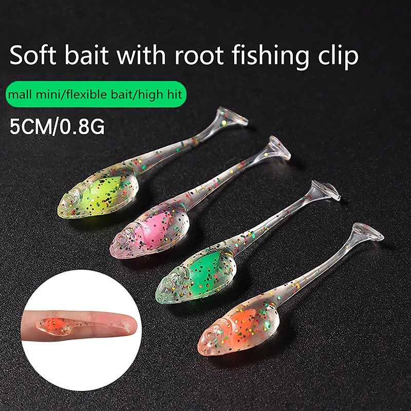 

20 шт. миниатюрная приманка для дороги, Мягкая приманка-сэндвич, Мягкая приманка для червя, плавающий корневой рыболовный Спиннер, приманка для Пресноводной морской рыбалки с Т-образным хвостом