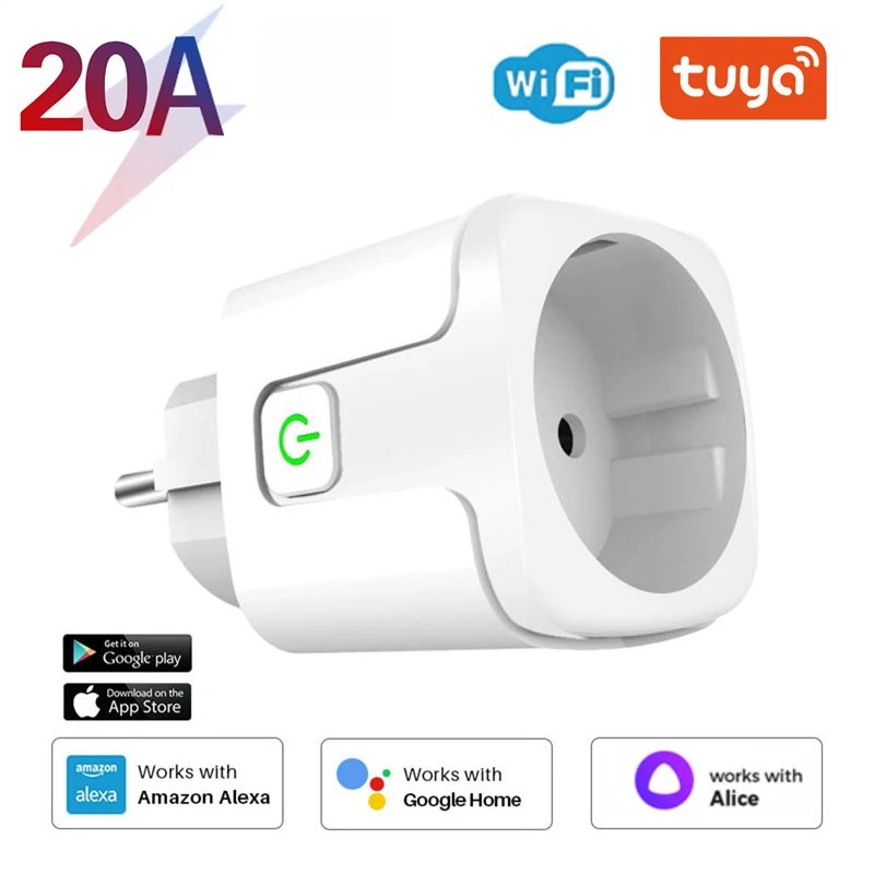 

Умная розетка Tuya с поддержкой Wi-Fi и Bluetooth, 20 А