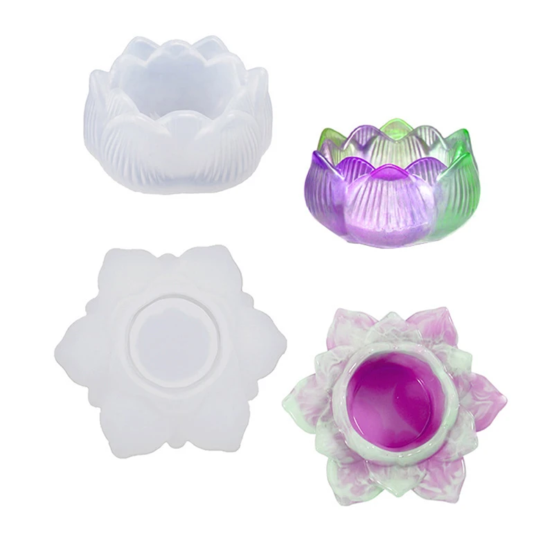 

DIY 3D Lotus Candle Holder Silicone Mold Wax Mould Clay Epoxy Resin Craft Making Homemade Storage Box Mold Tool Home Decoration