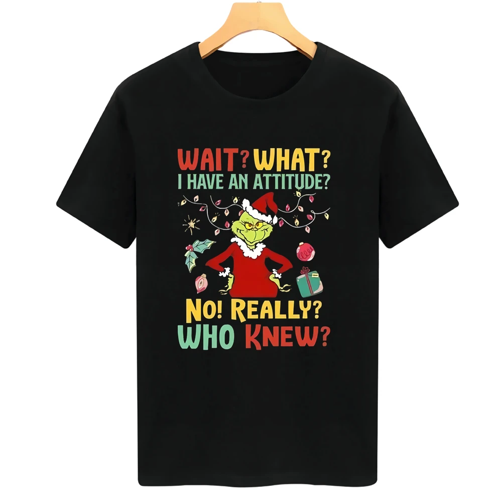 Leave Me Alone I'm Only Speaking To My Dog Today Grinch Tshirt Women Men Cartoon T Shirts Merry Christmas Quality Cotton Tops images - 6