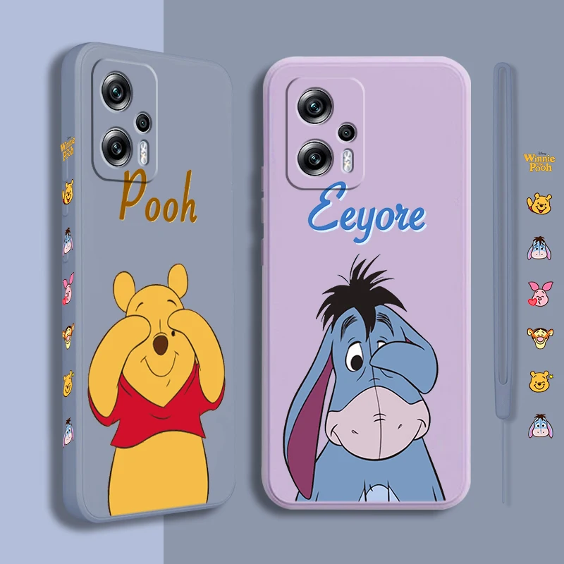 

Winnie The Pooh Disney Phone Case Xiaomi POCO M5 C40 M4 X4 F4 C40 X3 NFC F3 GT M4 M3 M2 Pro C3 X2 Liquid Left Rope Cover Fundas