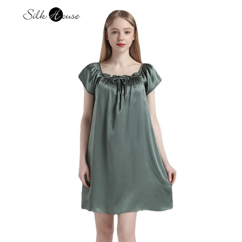 

Sleeves Short Women's Sexy Worn Mulberry Home Home Outside Nightdress Be Nightwear Summer Clothes Can Natural Silk Color
