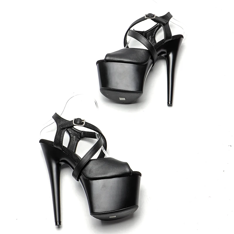 Leecabe 17cm/7inch Matte PU  Upper  lady sandals shoe high heel platform pole dance shoes