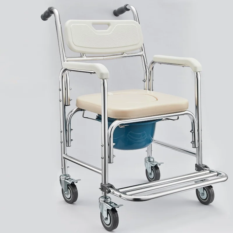 Elderly With Wheel Toilet Stool Safety Armrest Bathing Chair
