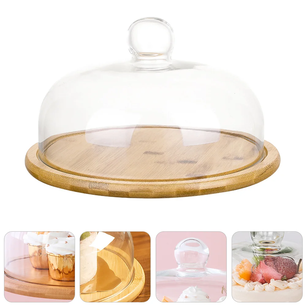 

Cake Cover Domestandplate Dessert Displaylid Tray Serving Platter Cloche Cheese Wood Server Holder Round Clear Dish Table Pastry
