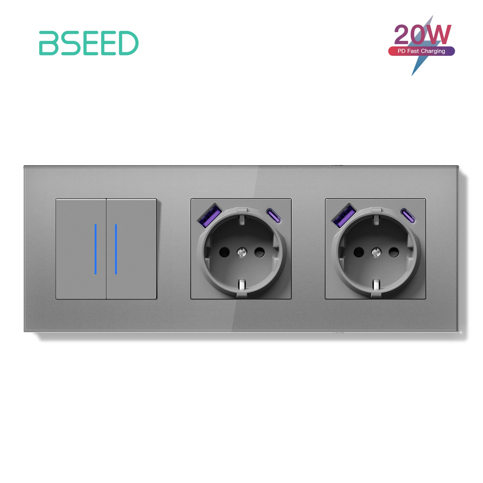 

Настенный выключатель BSEED 1/2Gang стеклянный белый