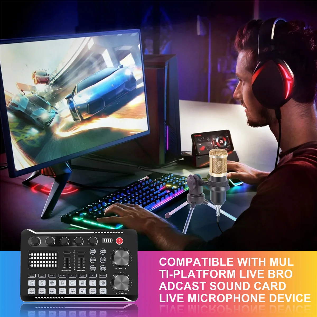 Комплект звуковой карты F998 модель телефона микрофон с картой для живого звука