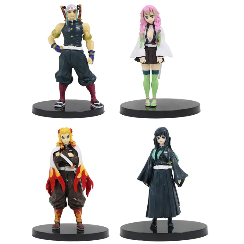 

4pcs/set Anime Demon Slayer Kimetsu No Yaiba Figure Kanroji Mitsuri Uzui Tengen Rengoku Kyoujurou Tokitou Muichirou Figure Toys