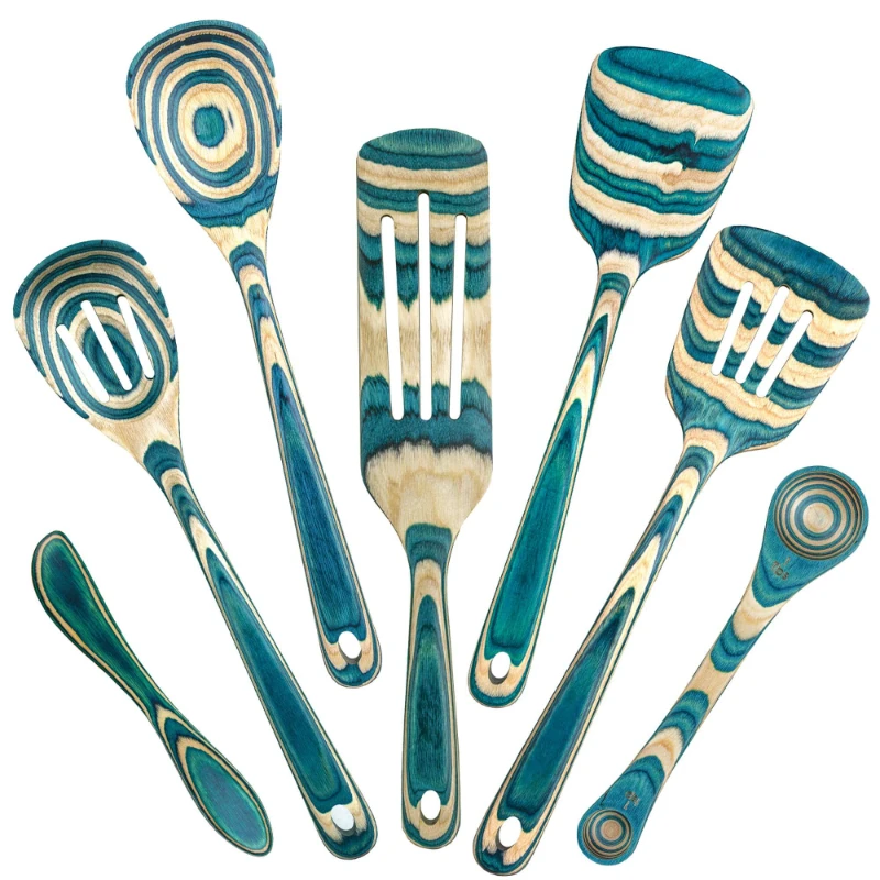

Mykonos Collection 7 Piece Wooden Cooking Utensil Set, Safe for Nonstick