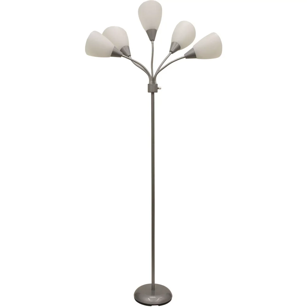 

Mainstays 5-Light Multihead Floor Lamp Silver with White Shade and a Metal Base floor lamps lamps for living room