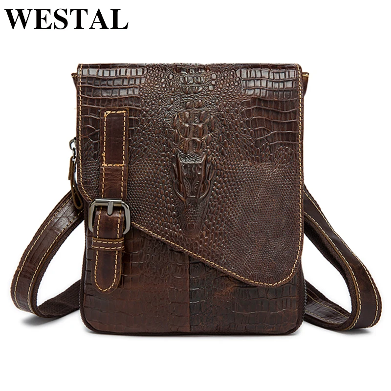 

WESTAL leather Travel Waist Pack Fanny Pack men Leather Belt Waist bags phone pouch small chest messenger for man 8000