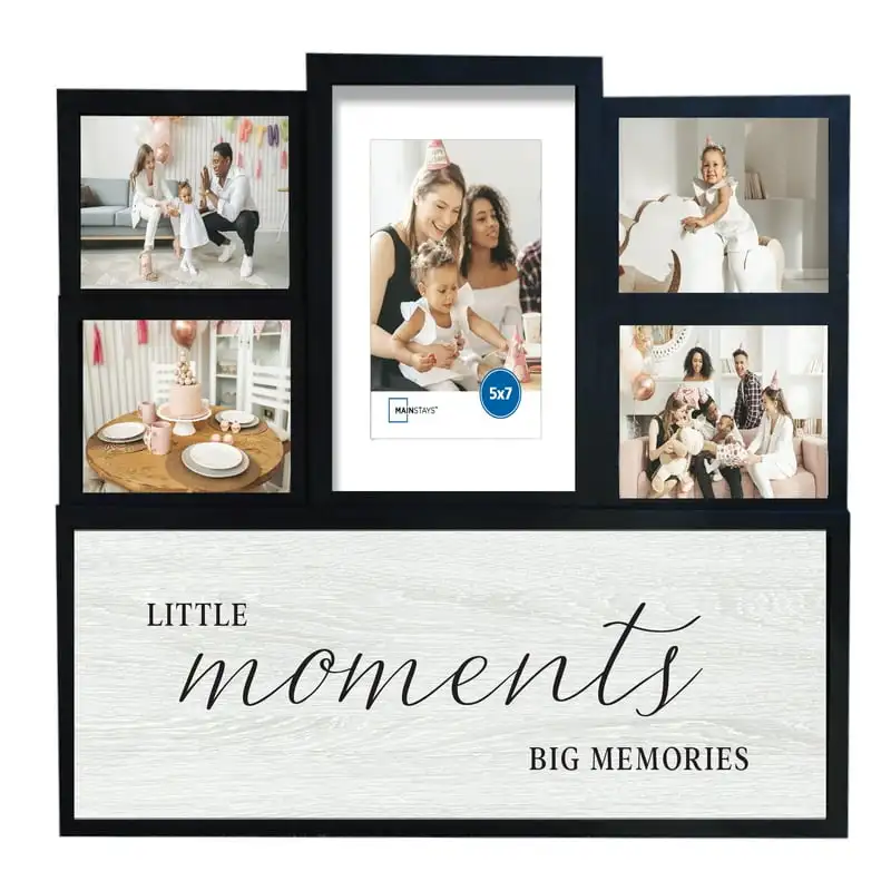 

Opening 21.5x17.1 "Little Moments Big Memories" Collage Frame, Holds 1 - 5x7 and 4 - 4x6, Black