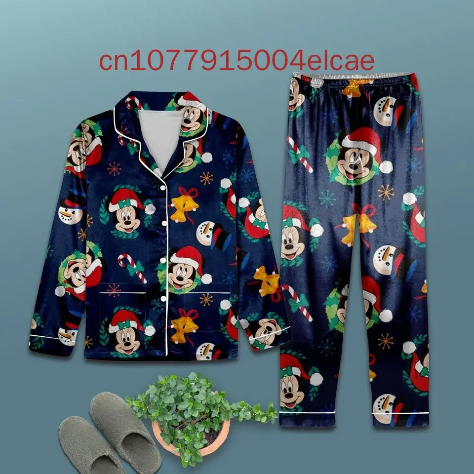 Новый рождественский пижамный комплект с Микки Маусом Disney Minnie Mickey повседневная