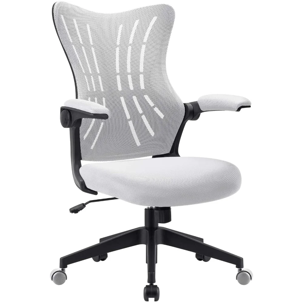 

Lacoo Mid-Back Office Desk Chair Mesh Ergonomic Task Chair with Lumbar Support, White Gaming Chair Furniture