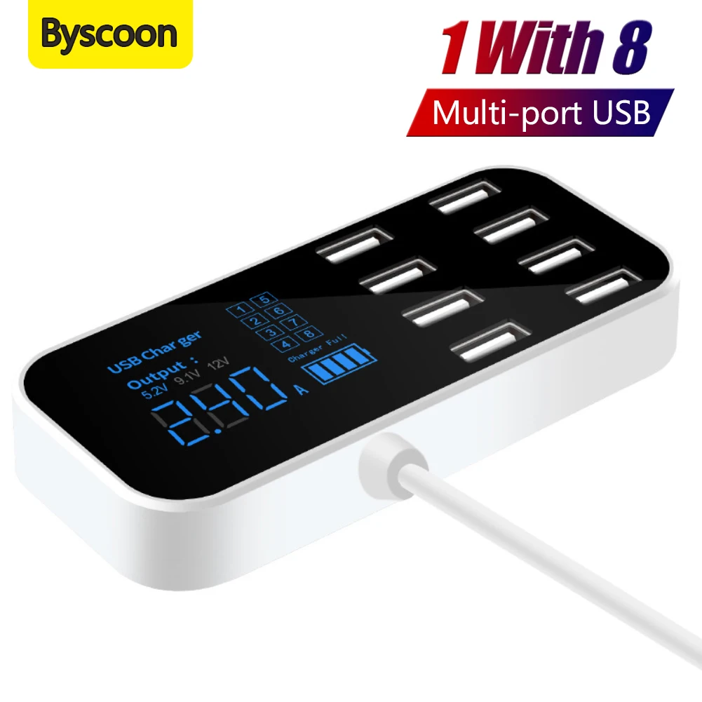 

Автомобильное зарядное устройство Byscoon с 8 USB-портами, 40 Вт