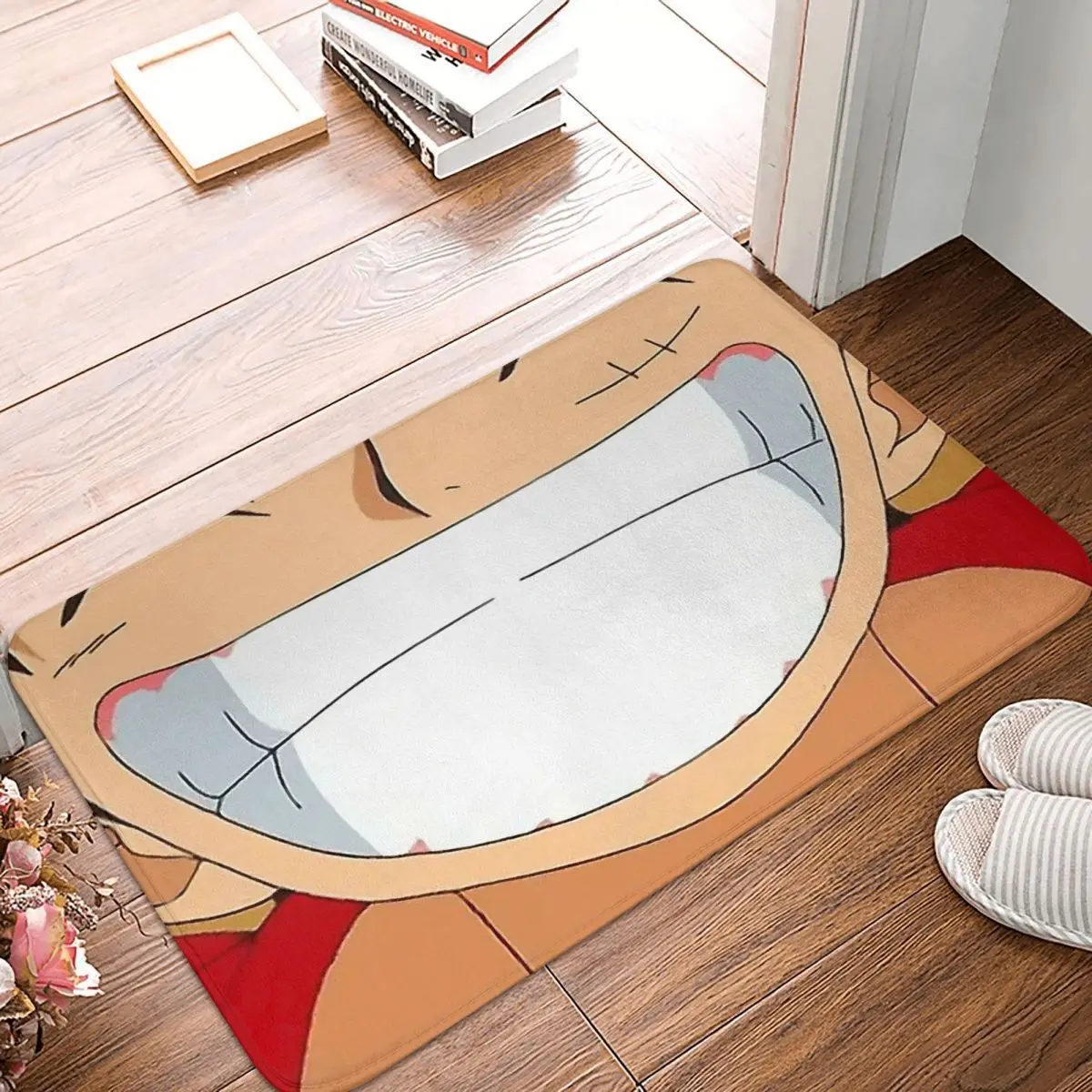 

Monkey D. Luffy Anti-Slip Doormat Kitchen Mat Smile Face Hallway Carpet Welcome Rug Indoor Decorative