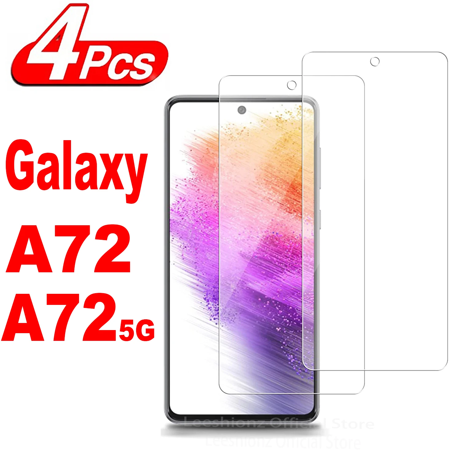 2/4Pcs Screen Protector Glass For Samsung Galaxy A72 A72-5G Tempered Glass Film