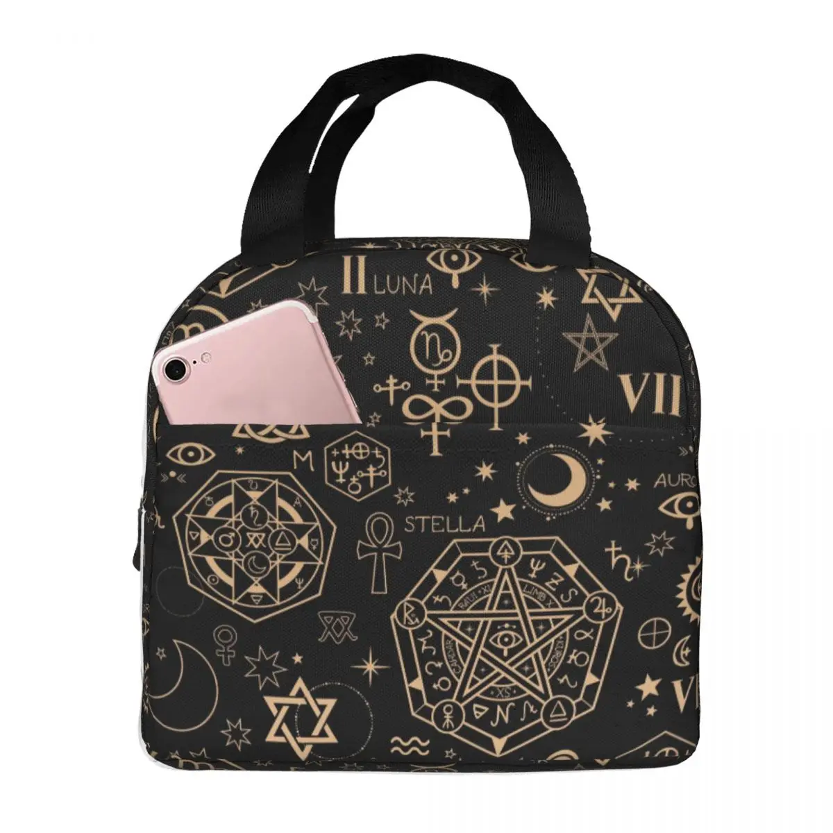 

Insulated Lunch Bag Thermal Esoteric Alchemical Elements Tote Bags Cooler Picnic Food Lunch Box Bag