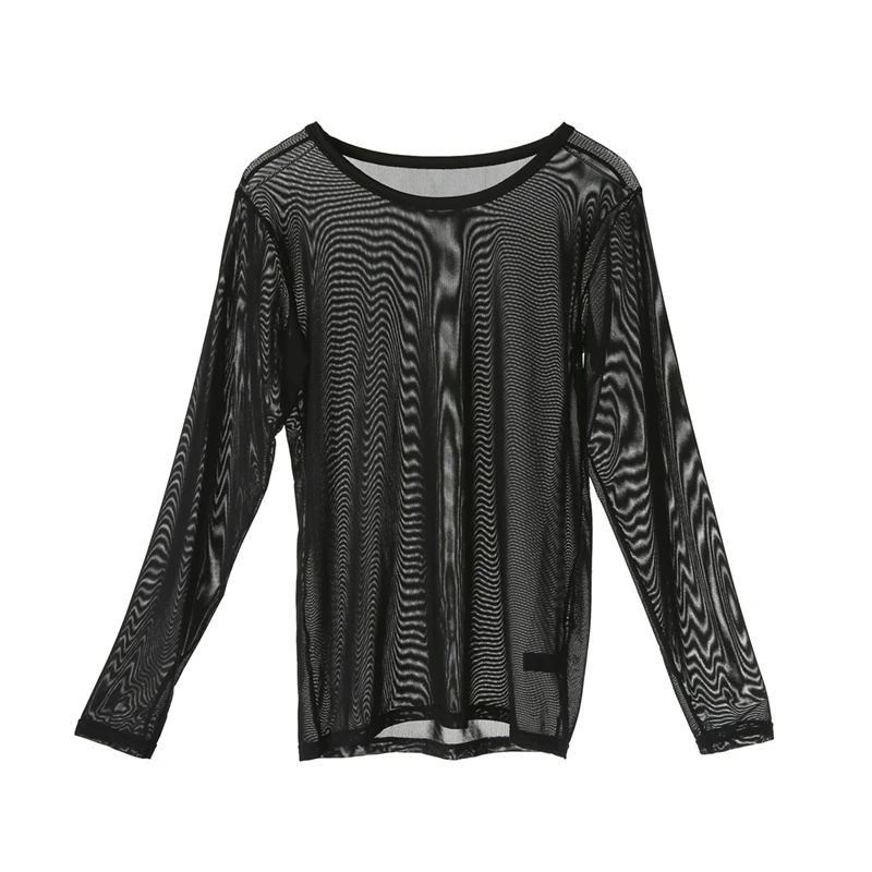 

T Shirts Through Sheer Long Sleeves Tops Sexy transparent Thin Underwear