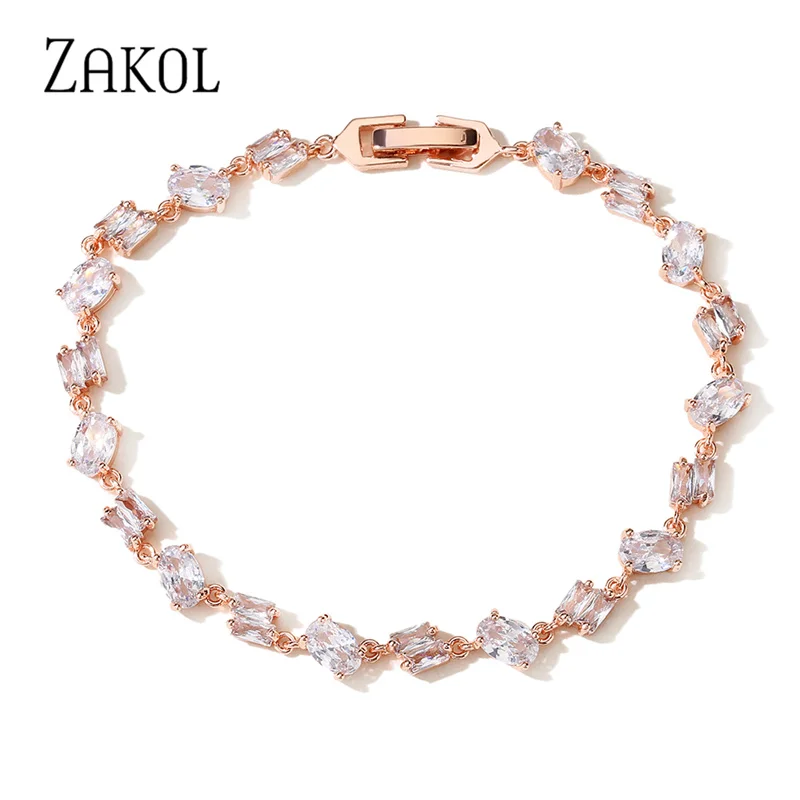 

ZAKOL брендовые квадратные геометрические кубические циркониевые браслеты и браслеты для женщин, трендовые CZ хрустальные свадебные украшени...