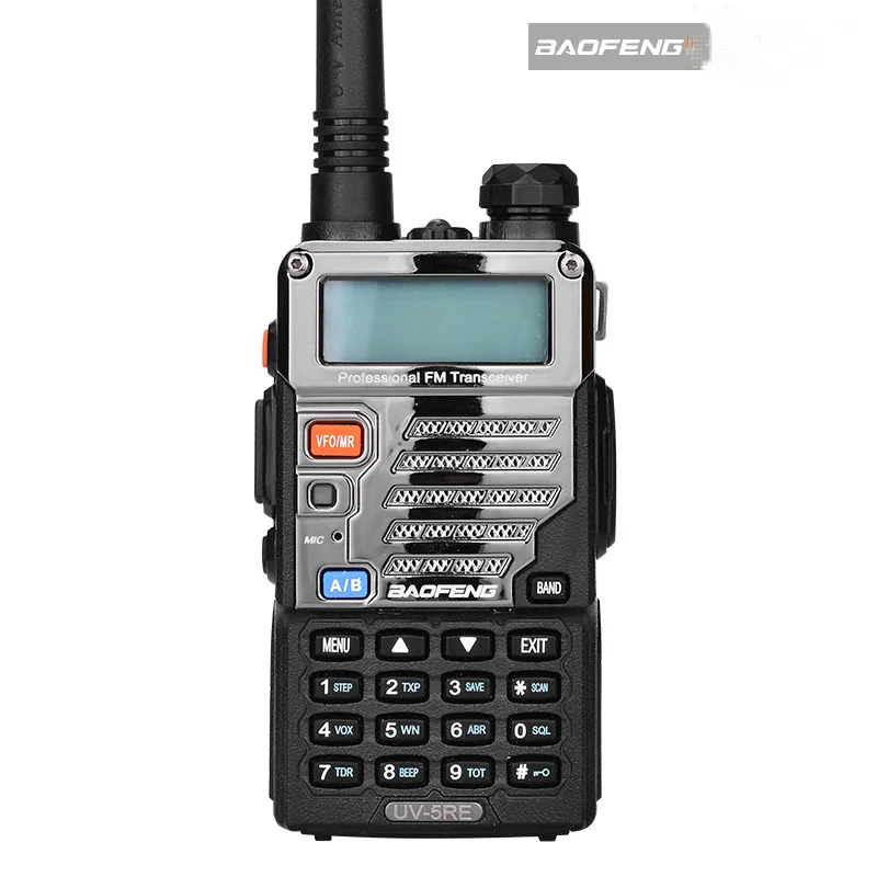 BaoFeng walkie talkie UV-5RE 1pcs/lot two way radio  128CH 5W VHF UHF 136-174Mhz & 400-520Mhz Add Hand microphone