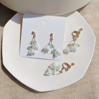 sweet temperament small fresh white lily of the valley flower earrings elegant and gentle earrings