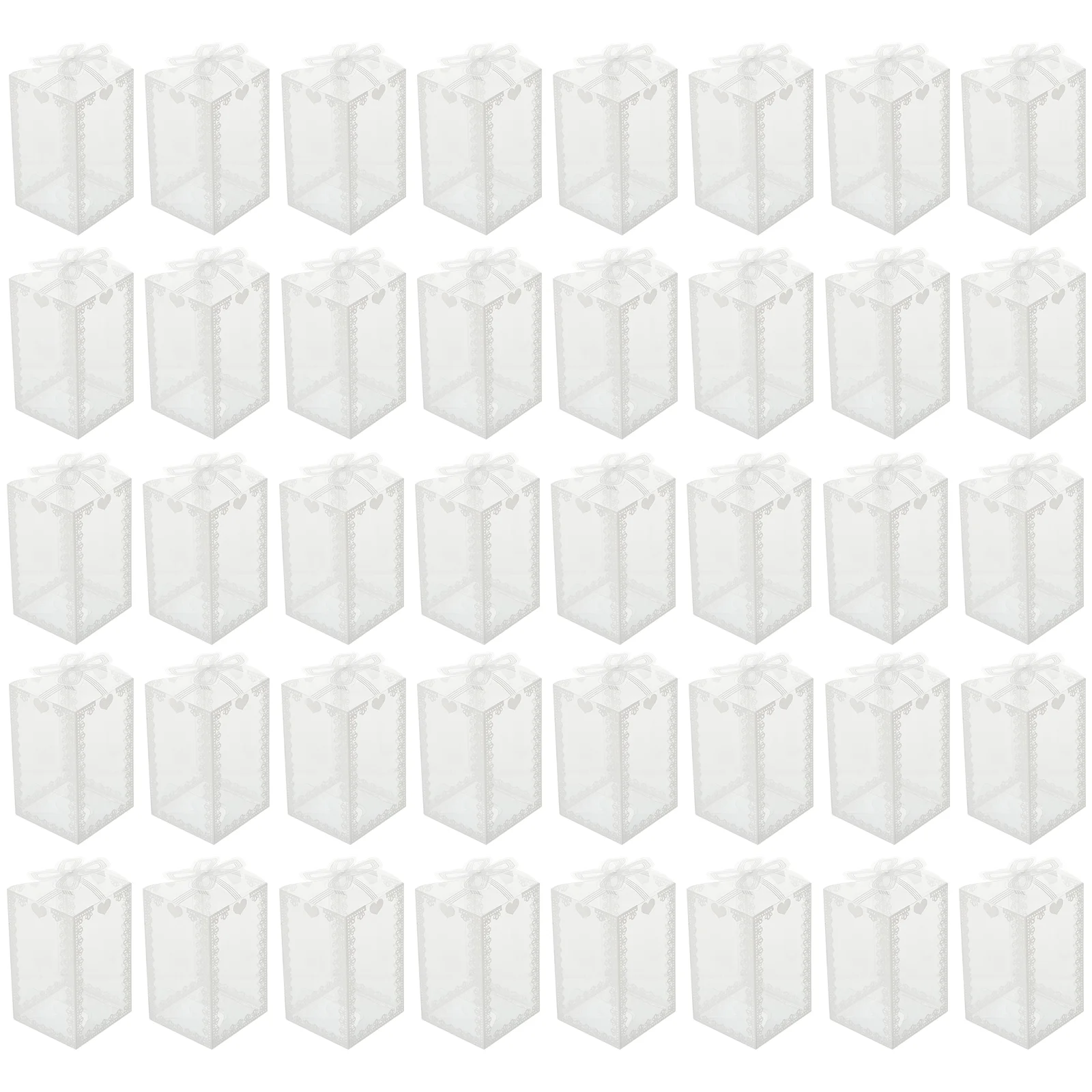 

50Pcs Wedding Cookie Boxes Bow Knot Candy Containers Exquisite Gift Holders