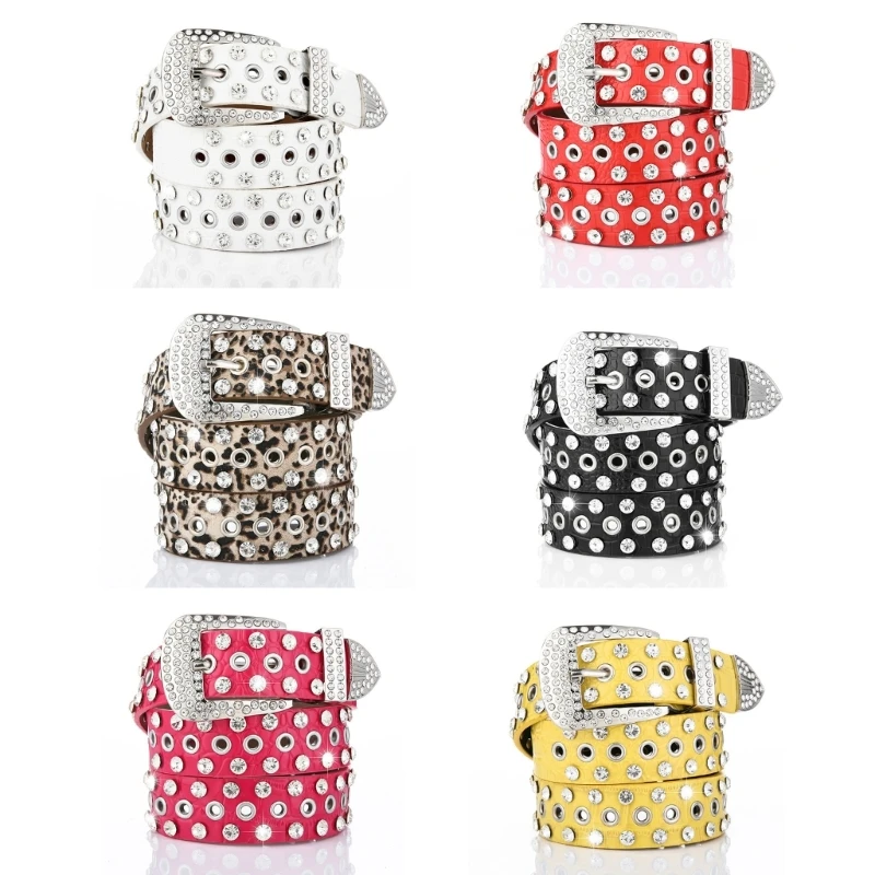

Women Belt Shiny Crystal Diamond Studded Belt Waist Belt Female Teens Cowgirl Costume Clothing Accessories
