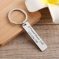 personalized lost keys engraved phone number metal keychainstainless steel key rings key pendant name keychainsboyfriend gift