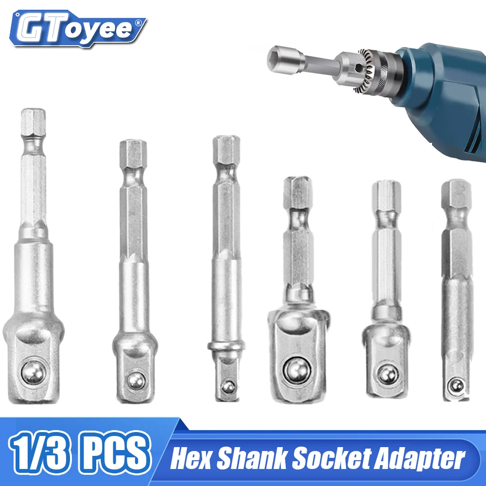 

Chrome Vanadium Steel Socket Hex Shank to 1/4" 3/8" 1/2" Extension Drill Bits Bar Hex Bit Set Power Tools Screwdriver Adapter