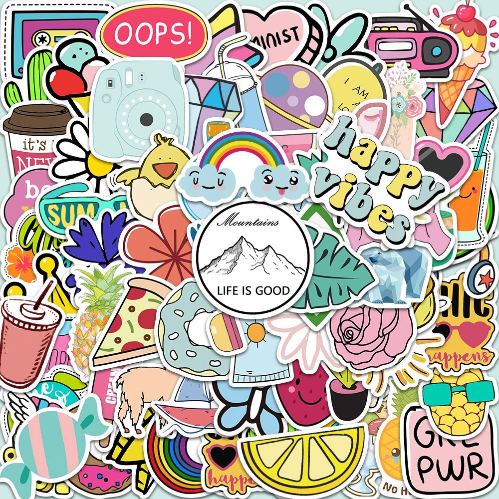 

10/50/100PCS Cute Colorful Preppy Little Fresh Stickers DIY Luggage Laptop Bicycle Skateboard Waterproof Graffiti Kid's Sticker