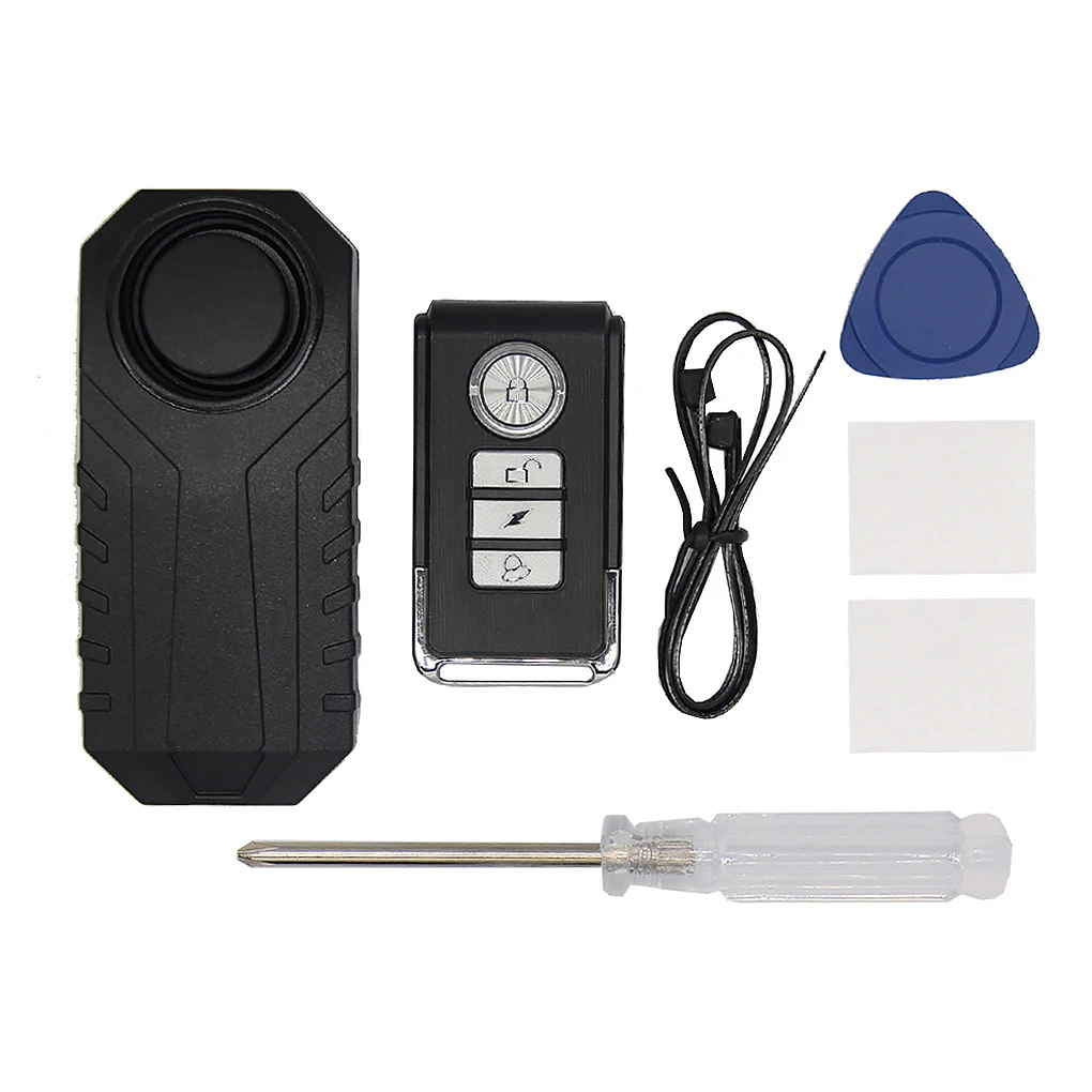 

Plastic Motorcycle Alarm Battery Powered IP55 Waterproof Remote Control Removable 7 Gear Scooter Door Auto Alarms