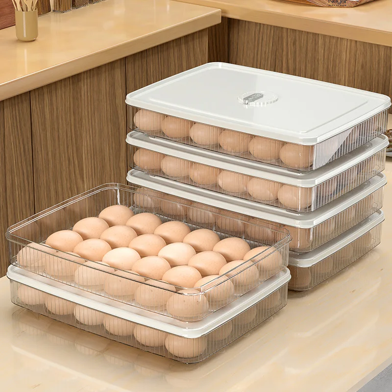 

24 Grids Egg Storage Box Kitchen Refrigerator Household Preservation Plastic Dumpling Fresh-keeping Case Holder Kitchen Tools