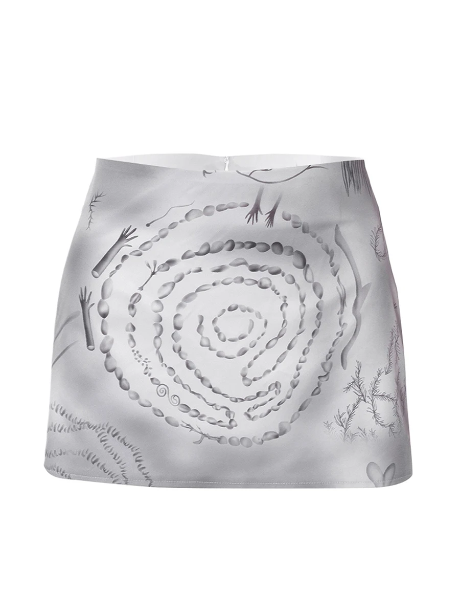 

Women Short Skirt with Chic Print Summer Clothing