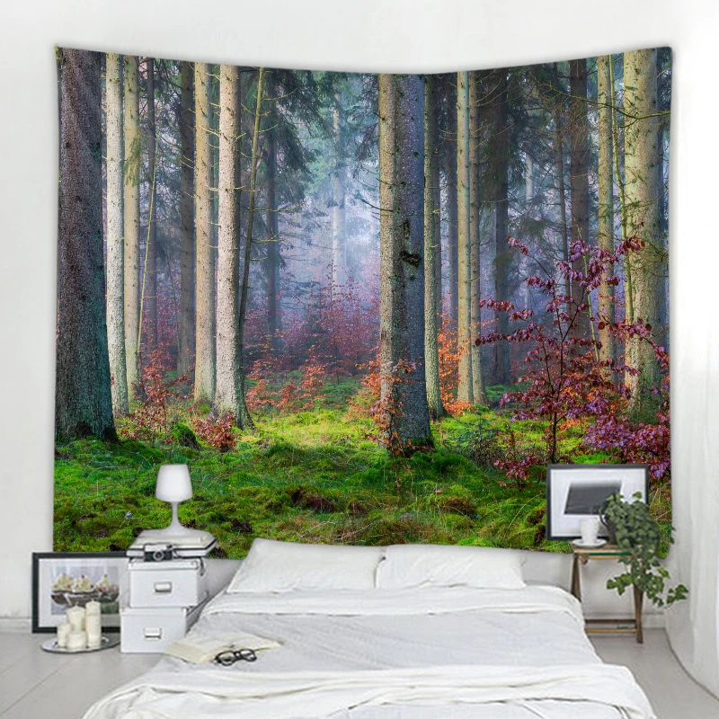 

Nature Forest Tapestry Beautiful Landscape Woods Wall Hanging Boho Mandala Tapestry Art Wall Decor