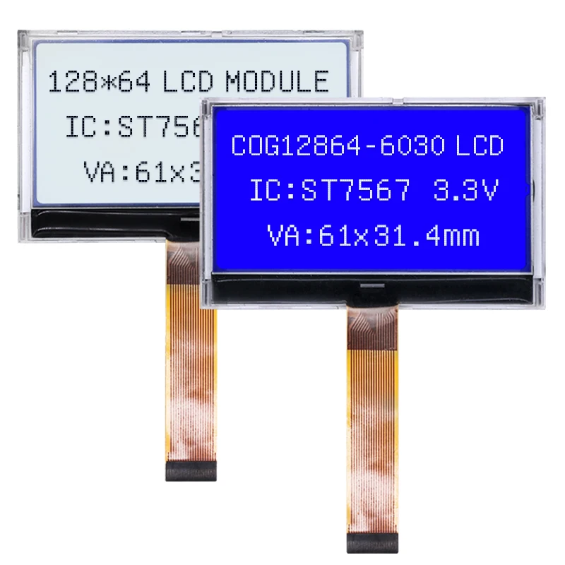 Фото 12864COG ЖК-экран LM6030 последовательный порт COG точечная матрица 128*64 серый пленочный драйвер синей пленки st7567 20PIN разъем №1