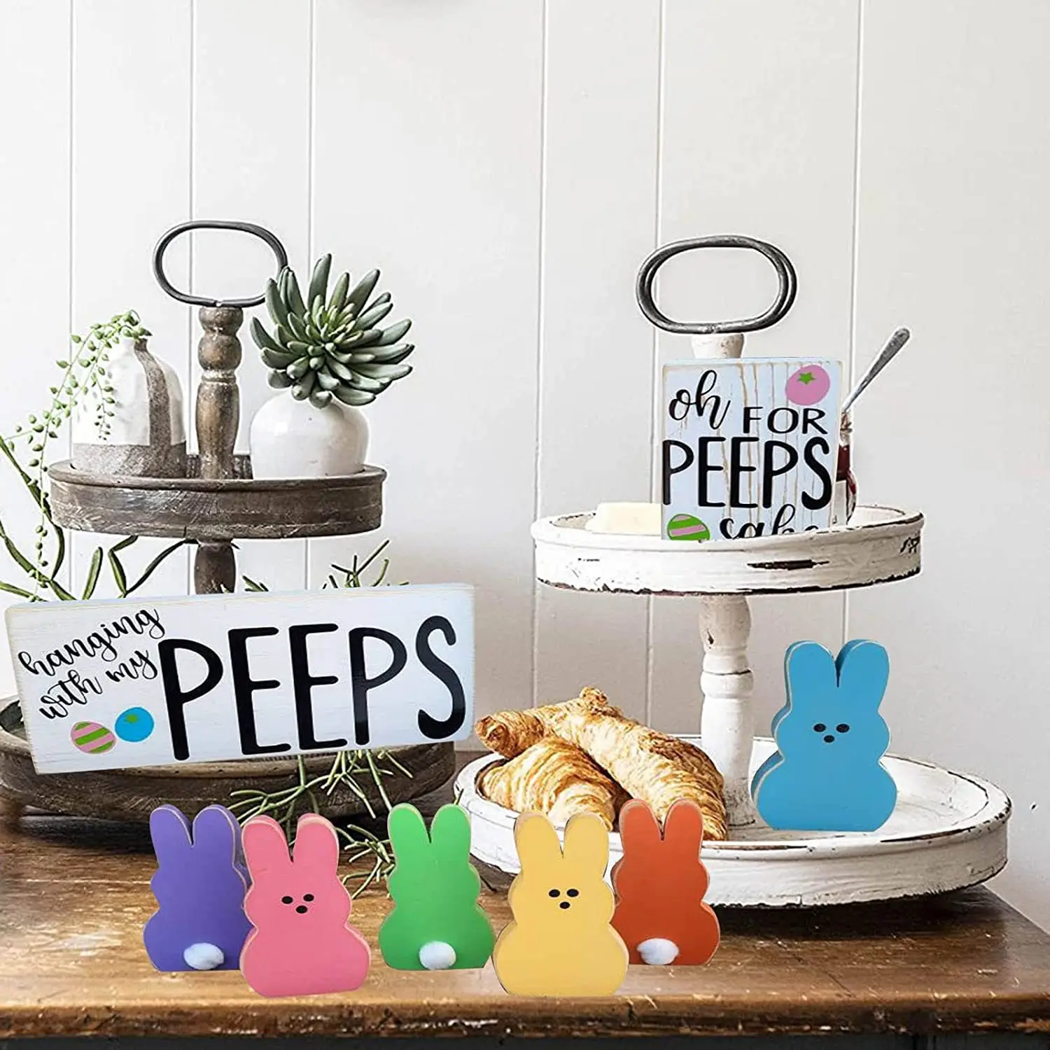 

Easter Decor Easter Carrots Easter Bunny Tiered Tray Decorative Rabbit Sign Stand Rustic Farmhouse Decor Fruit Tray Snack Holder