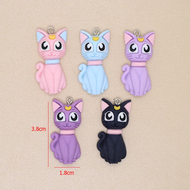 Wholesale 100pcs/pack Cat Charms Bulk Resin Flatback Cute Cartoon Earring Keychain Pendant Findings Diy For Jewelry Making