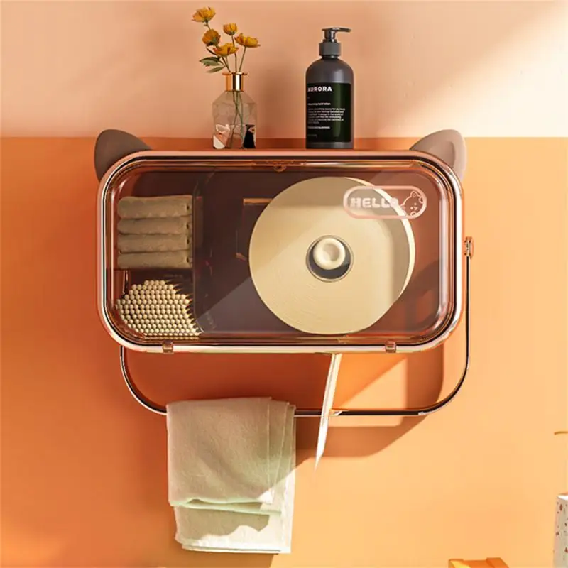 

Tissue Storage Rack Wall-mounted Plastic Tissue Box Light Luxury Design Transparent Storage Shelf Storage Box Towel Storage Box