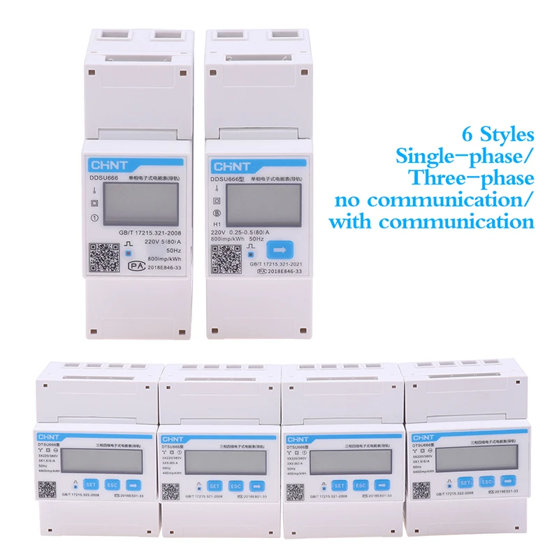 

1PC Single/Three Phase DIN-Rail Meter 5(80)A 1.5(6)A (RS485) Power Inverter Electric Meter DDSU666 DDSU666-H DTSU666