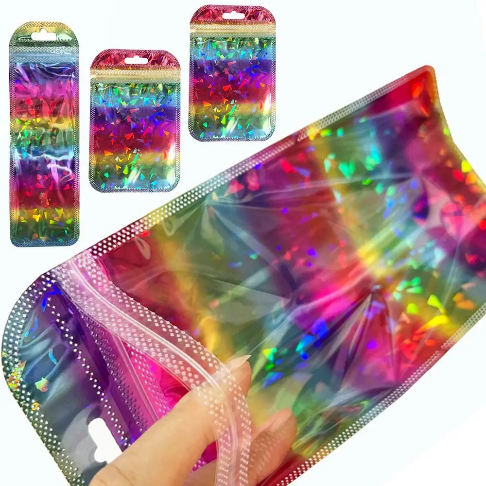 

Утолщенные радужные пакеты для ювелирных изделий с отверстием для подвешивания, самозапечатывающиеся пакеты, упаковочные пакеты на молнии...