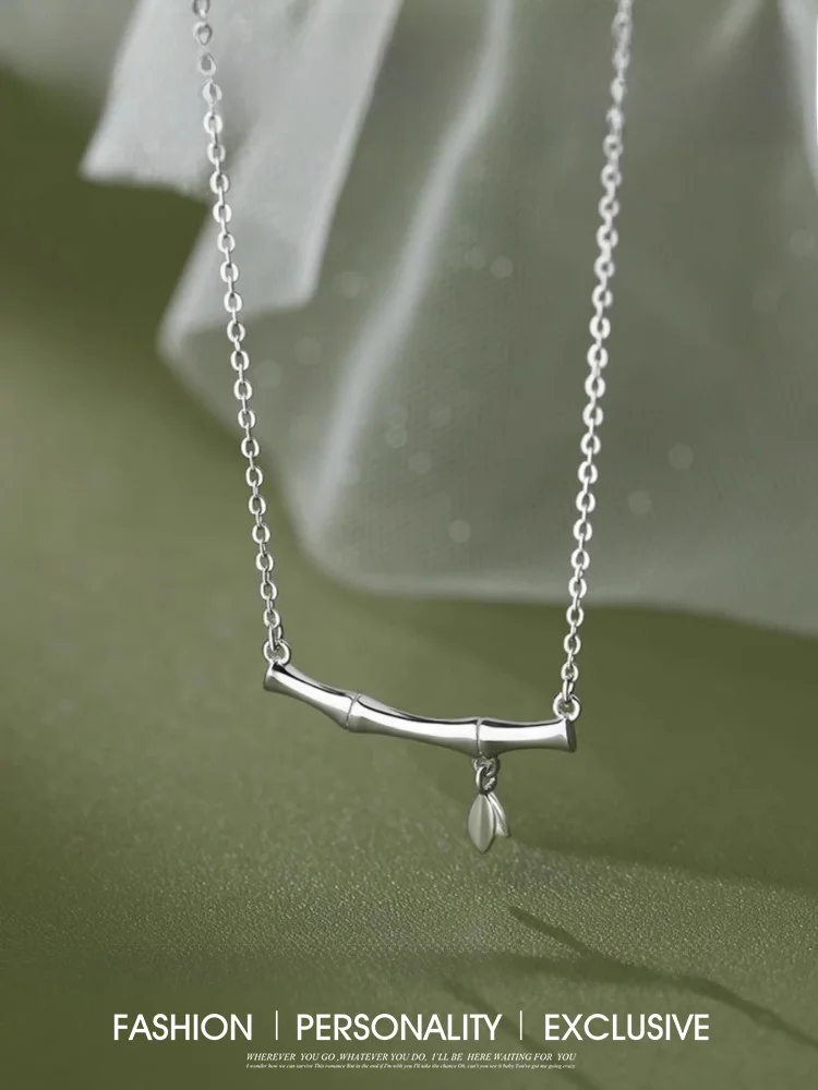 Фестиваль Высотное бамбуковое ожерелье из стерлингового серебра Женское колье