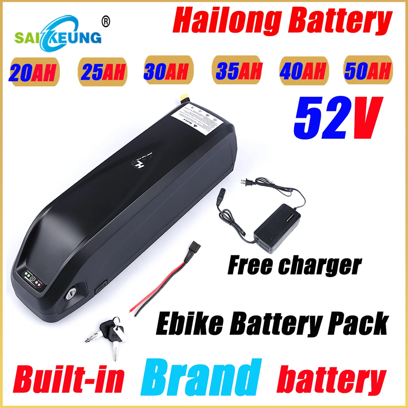 

Hailong Shell 100A BMS 500W-3000W Bicycle Scooters 52V 36V 48V 60v 72v 18650 20/25/30 40/50ah Electric Vehicle Lithium Battery