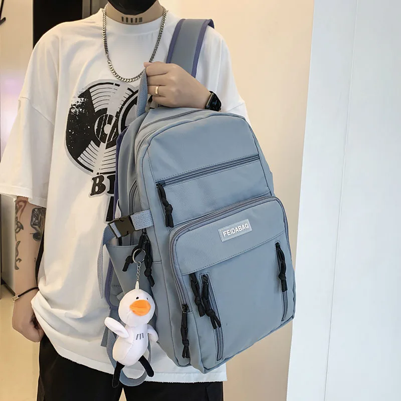 

HOCODO Women Multi-Pocket Backpack Large-Capacity Unisex Laptop Backpack Waterproof Nylon Female Schoolbag Cute Travel Rucksack