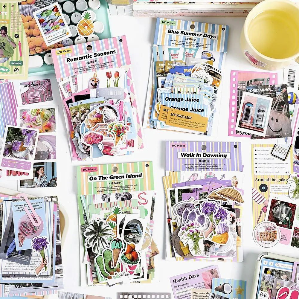 

100pcs/lot Memo Pads Material Paper happy dopamine Junk Journal Scrapbooking paper Cards Background Decoration Paper stationery