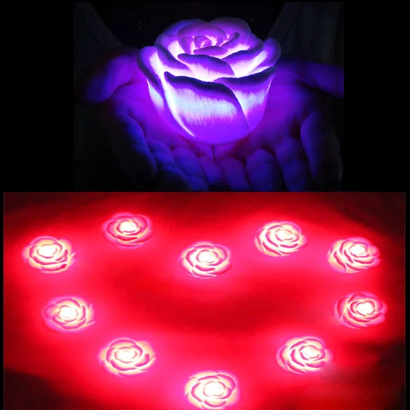 

LED Romantic Rose Flower Night Light Lucky Color Changed Lamp Holiday Gift For Lover Girl Bedroom Wedding Party Decoration